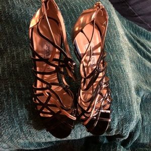 Jimmy Choo Black and Gold Sandals